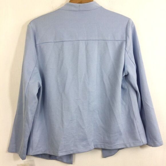 Allison Daley Drape Open Front Long Sleeve Knit Jacket Zip Pocket Pale Blue 14P - Picture 4 of 9